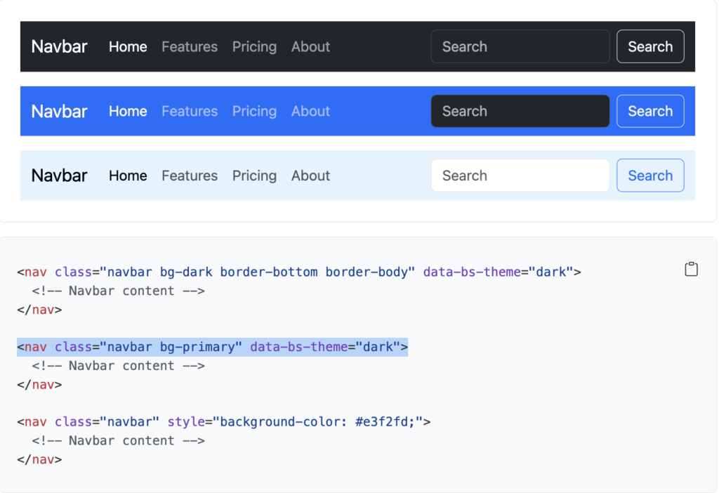 Navbar color scheme code